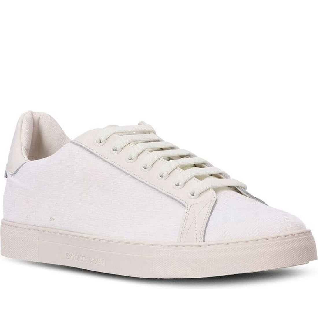 Emporio Armani mens off white casual closed sneaker | Vilbury London