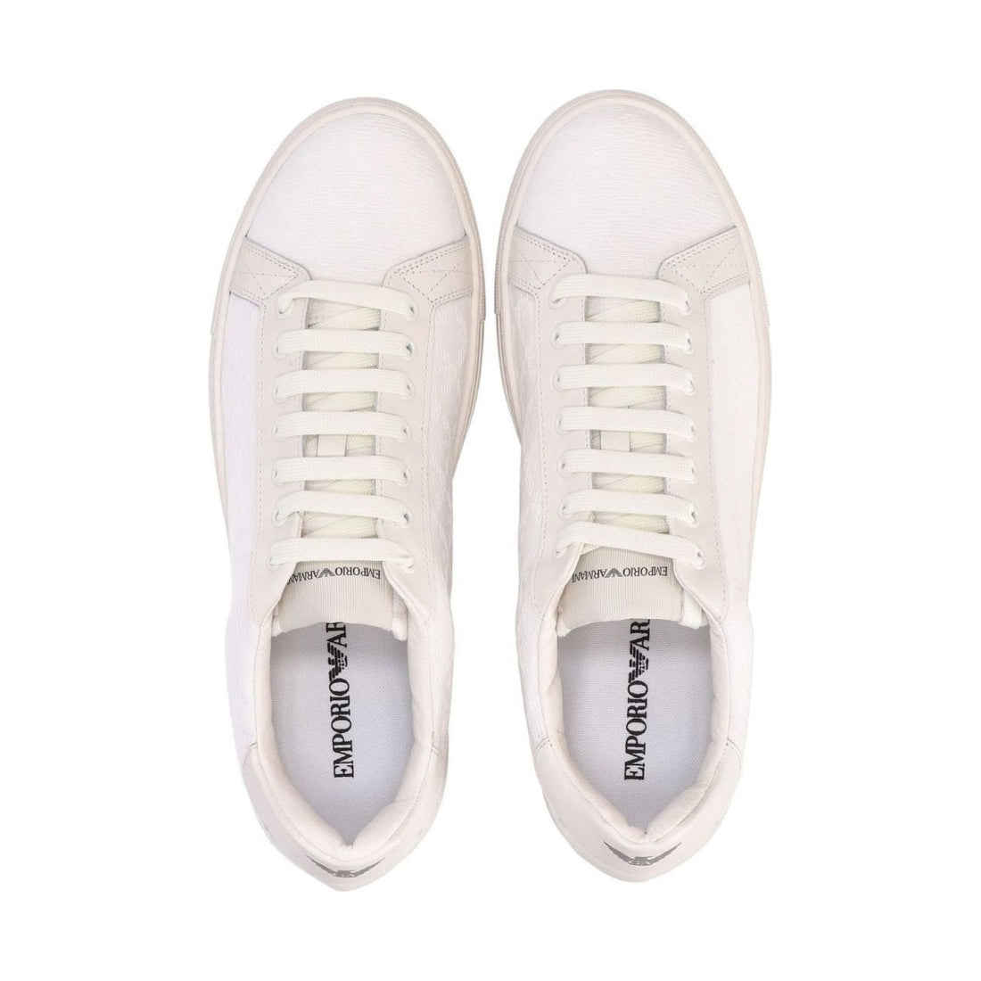 Emporio Armani mens off white casual closed sneaker | Vilbury London