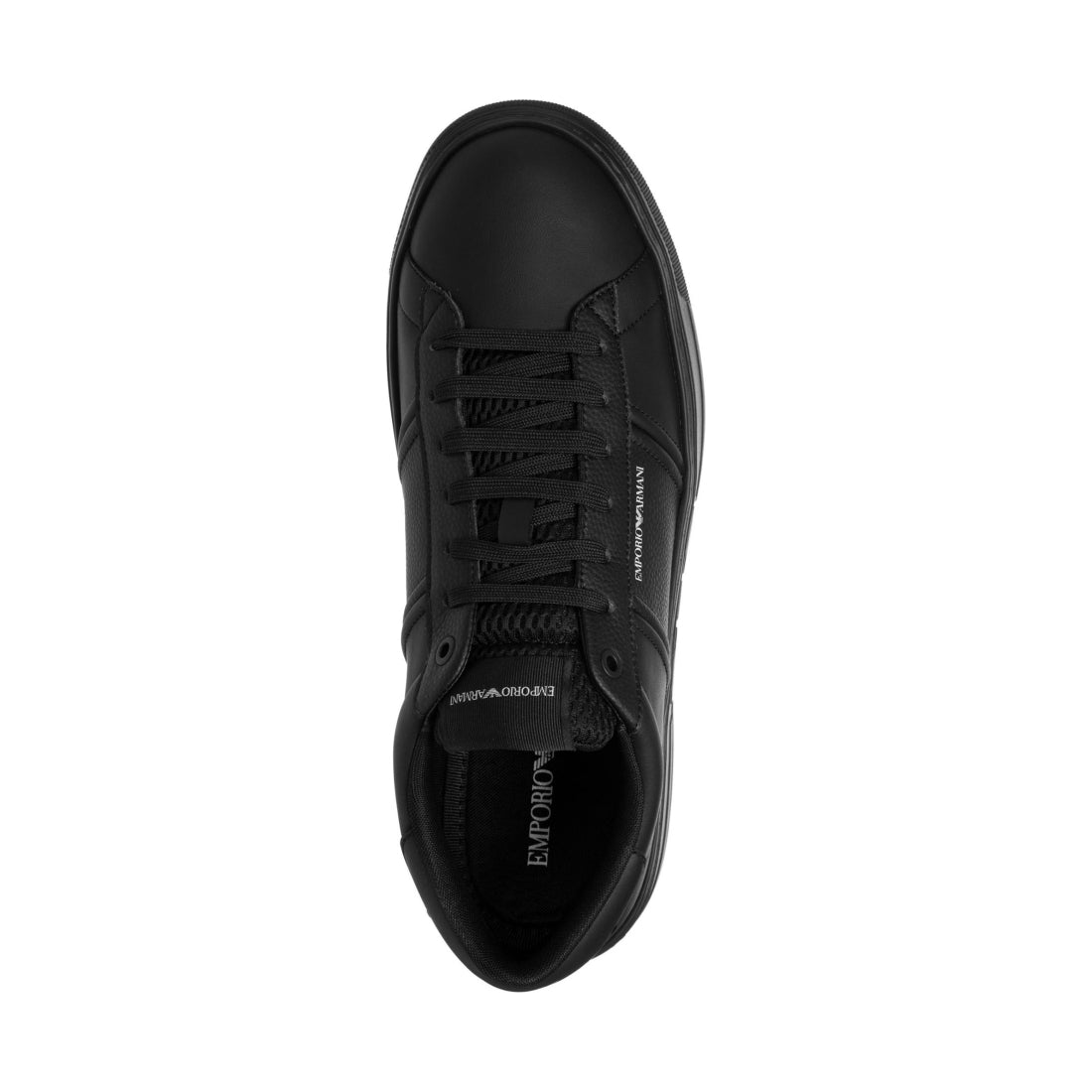 Emporio Armani mens black casual closed sneaker | Vilbury London