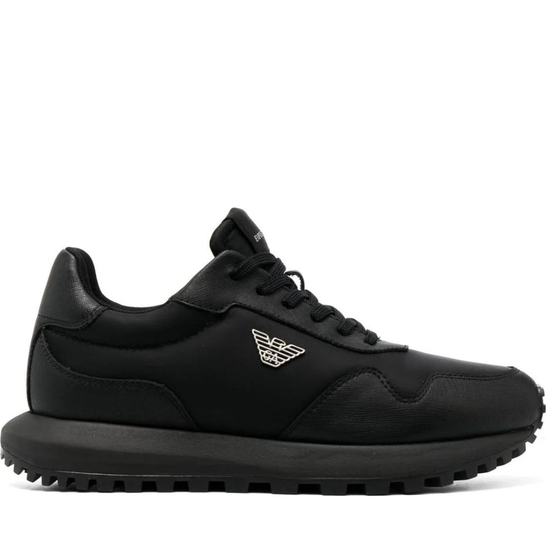 Emporio Armani mens black casual closed sneaker | Vilbury London