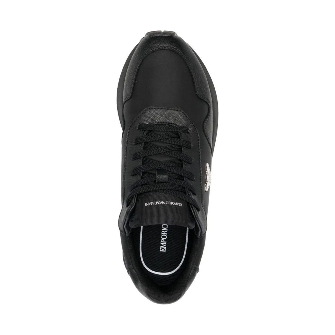 Emporio Armani mens black casual closed sneaker | Vilbury London