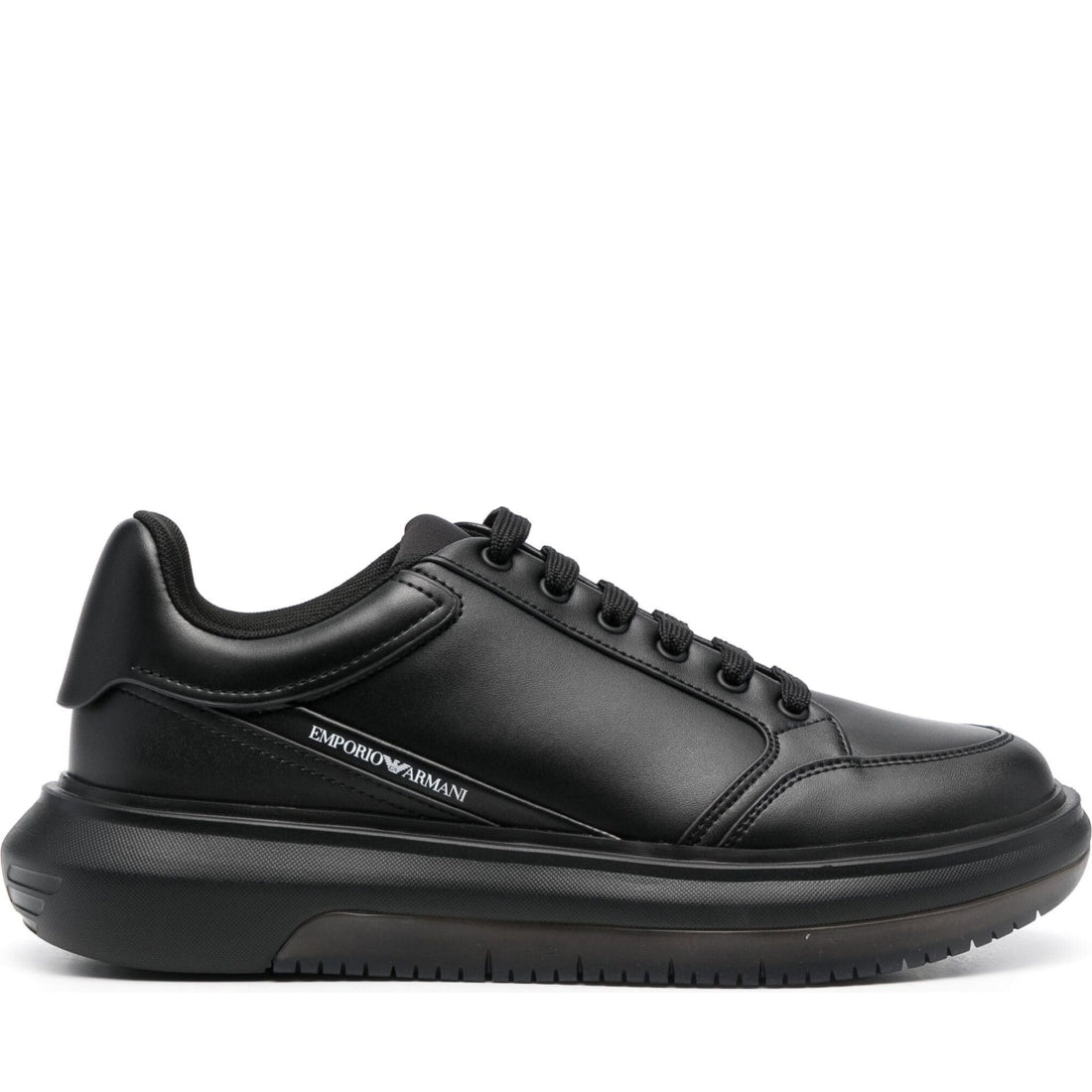 Emporio Armani mens black casual closed sneaker | Vilbury London