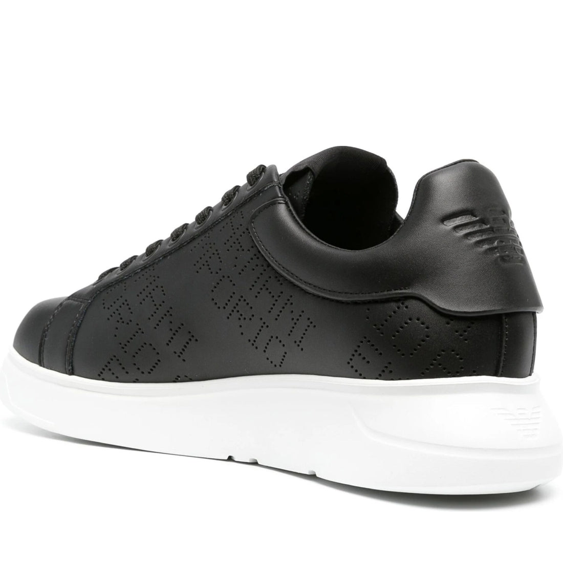 Emporio Armani mens black casual closed sneaker | Vilbury London