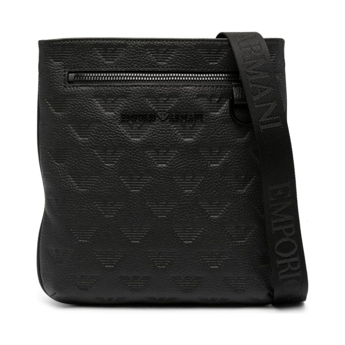 Emporio Armani mens black casual messenger bag | Vilbury London