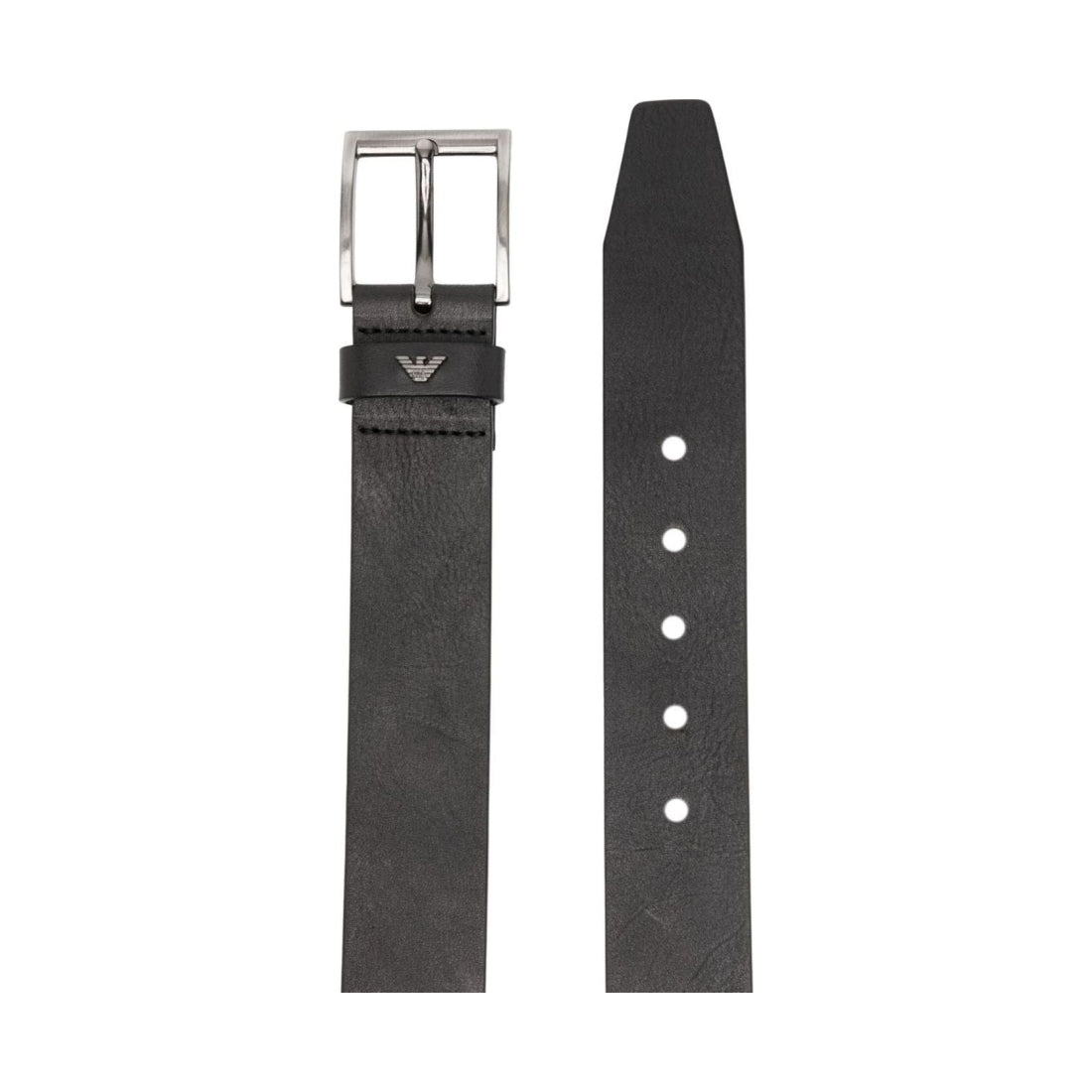 Emporio Armani mens nero casual tongue belt | Vilbury London