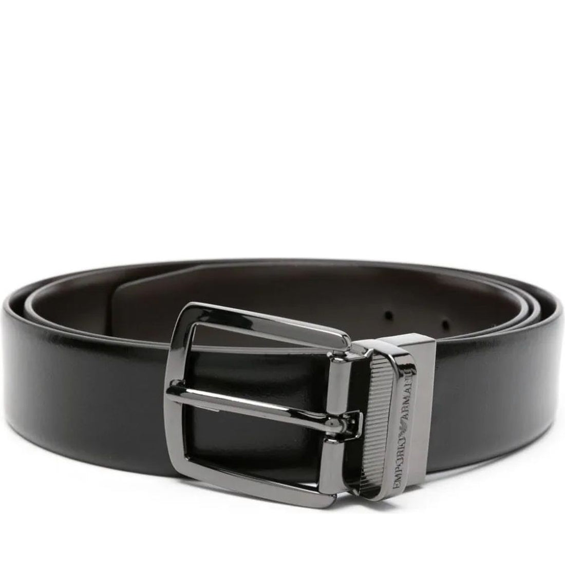 Emporio Armani mens nero t moro casual tongue belt | Vilbury London