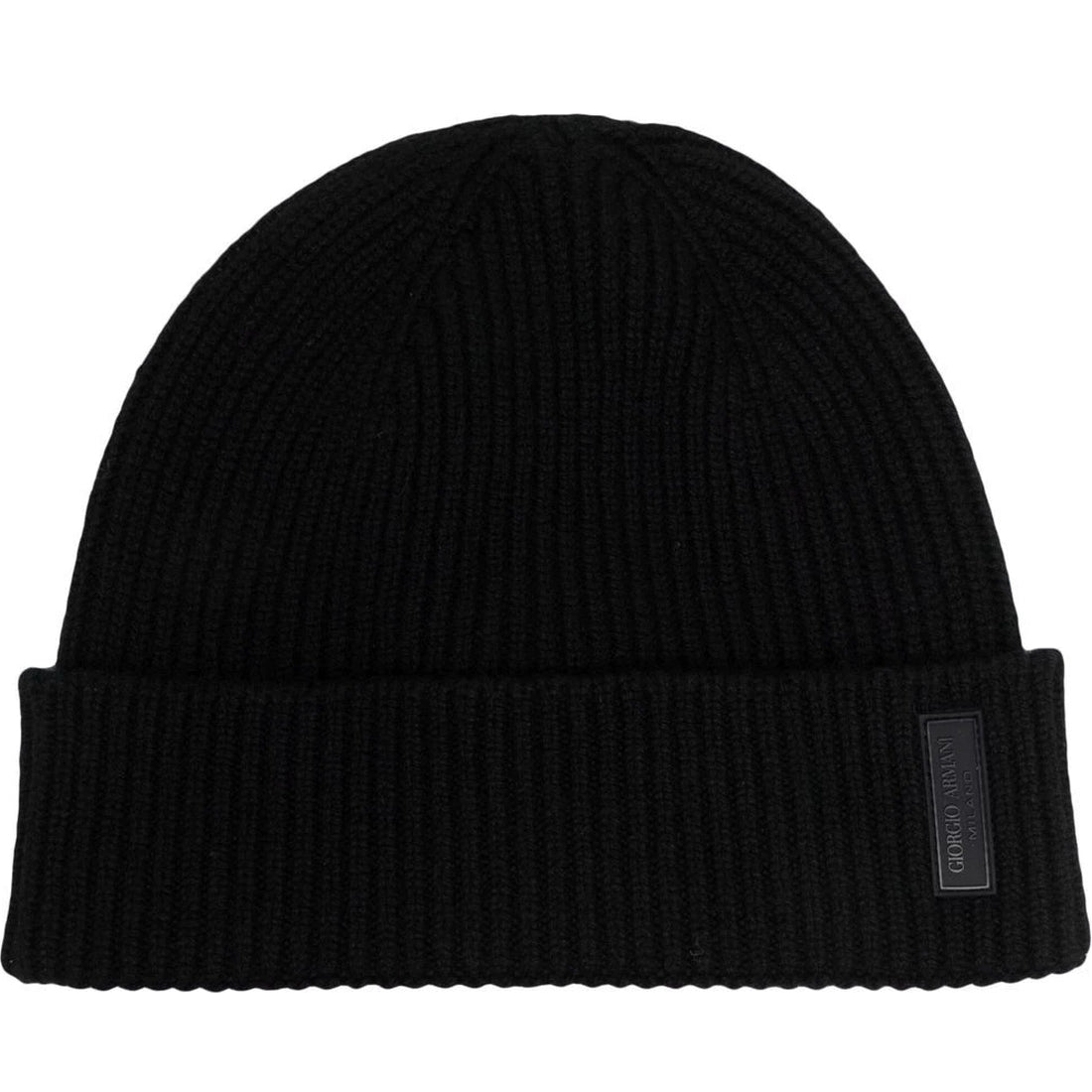 Giorgio Armani mens nero elegant beanie hat | Vilbury London