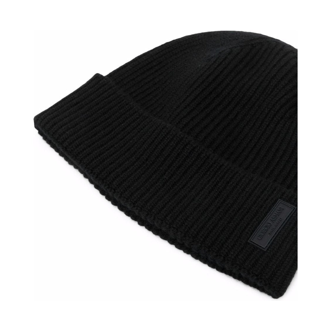 Giorgio Armani mens nero elegant beanie hat | Vilbury London