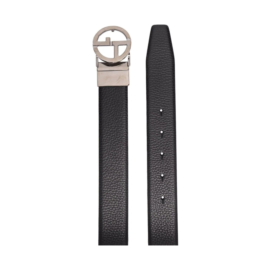 Giorgio Armani mens nero elegant plate belt | Vilbury London