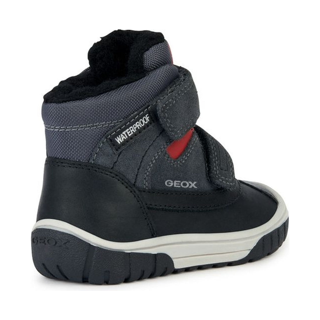 Geox boys dk grey, red omar wpf booties | Vilbury London