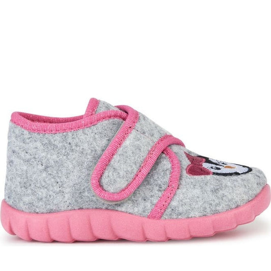 Geox girls lt grey, pink zyzie indoor slippers | Vilbury London