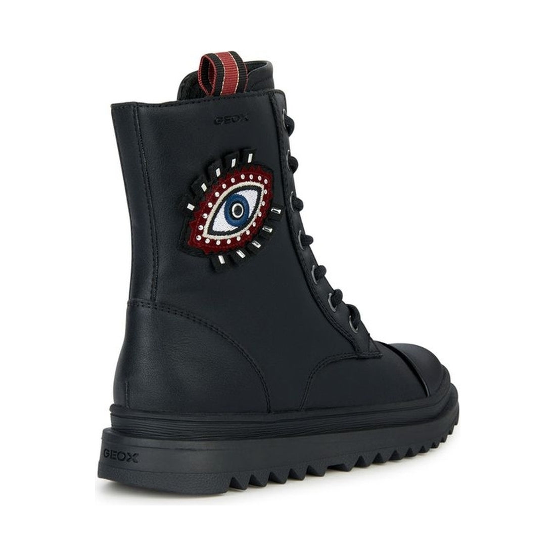 Geox girls black, dk red gillyjaw booties | Vilbury London