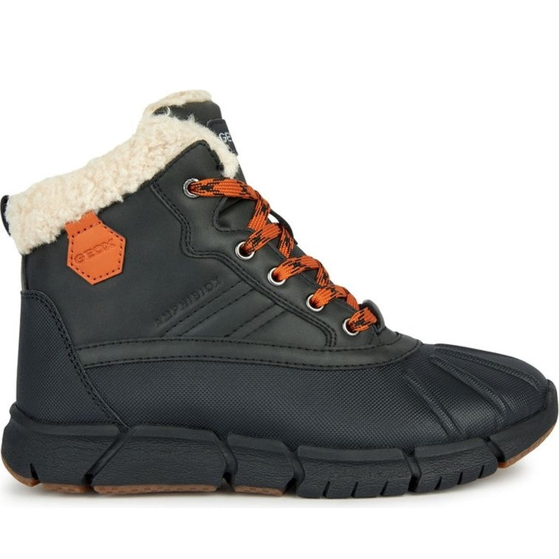 Geox boys black, orange flexyper abx booties | Vilbury London