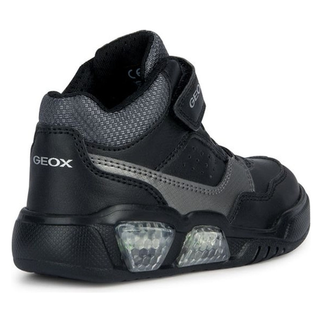 Geox boys black, dk grey illuminus sport shoe | Vilbury London