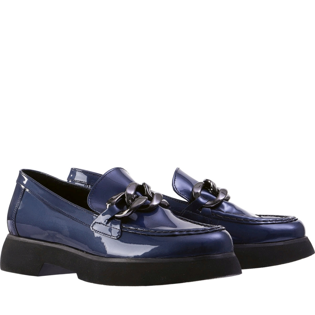 Hogl womens blue stacy loafers | Vilbury London