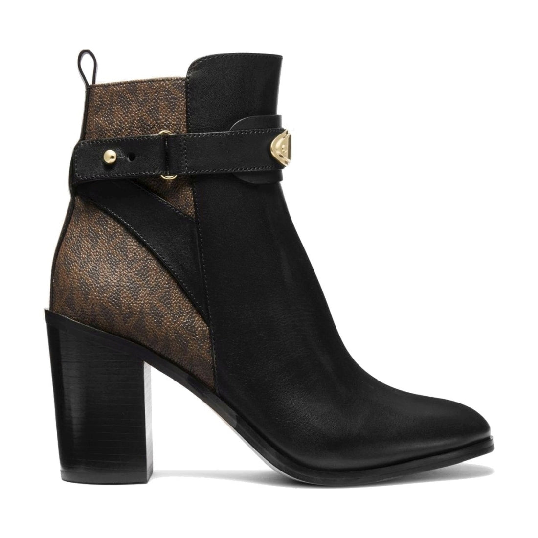 Michael Kors womens blk, brown darcy heeled bootie | Vilbury London