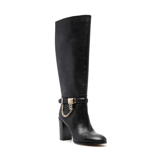Michael Kors womens black hamilton heeled boot | Vilbury London