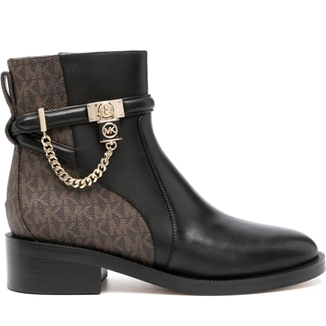 Michael Kors womens blk, brown hamilton flat bootie | Vilbury London