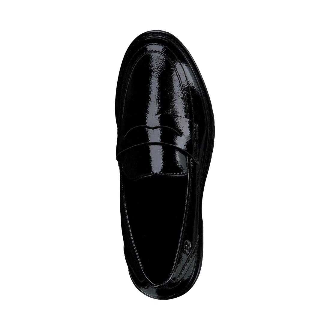 s.Oliver womens black patent casual closed loafers | Vilbury London