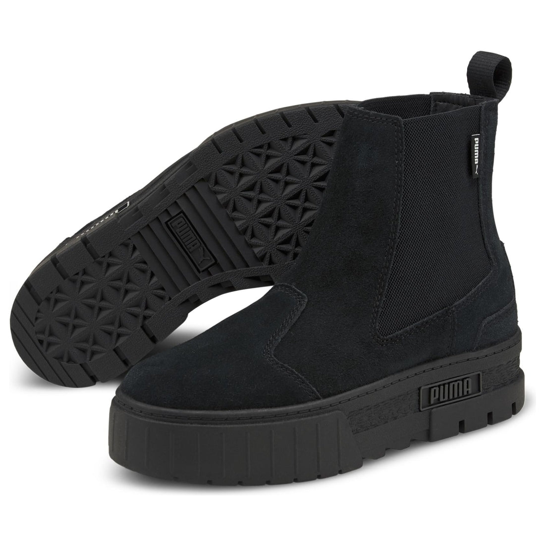 Puma womens black mayze chelsea suede booties | Vilbury London