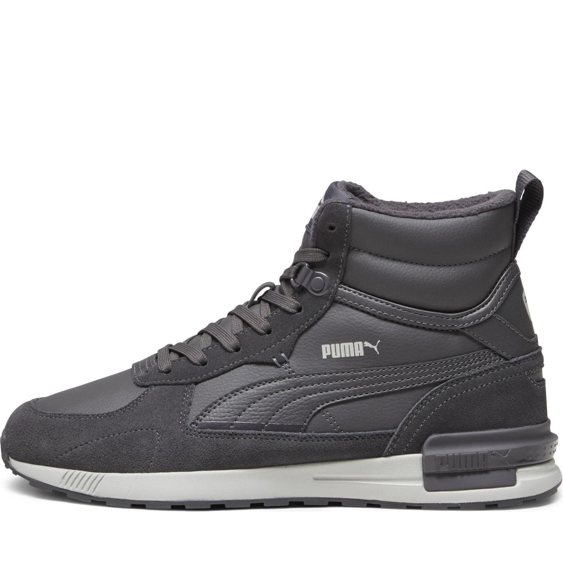 Puma mens dark coal ash gray graviton mid booties | Vilbury London