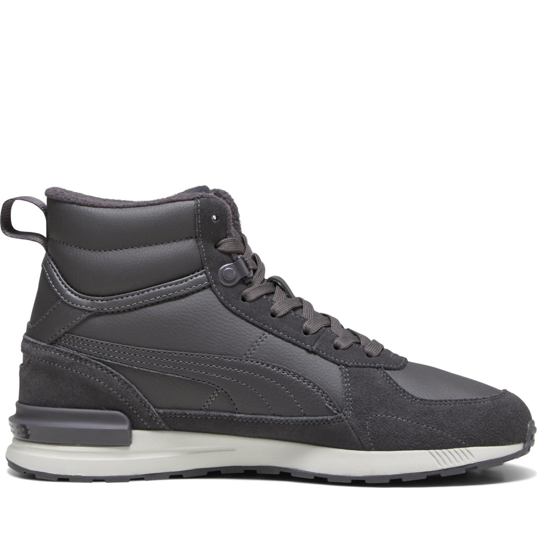 Puma mens dark coal ash gray graviton mid booties | Vilbury London