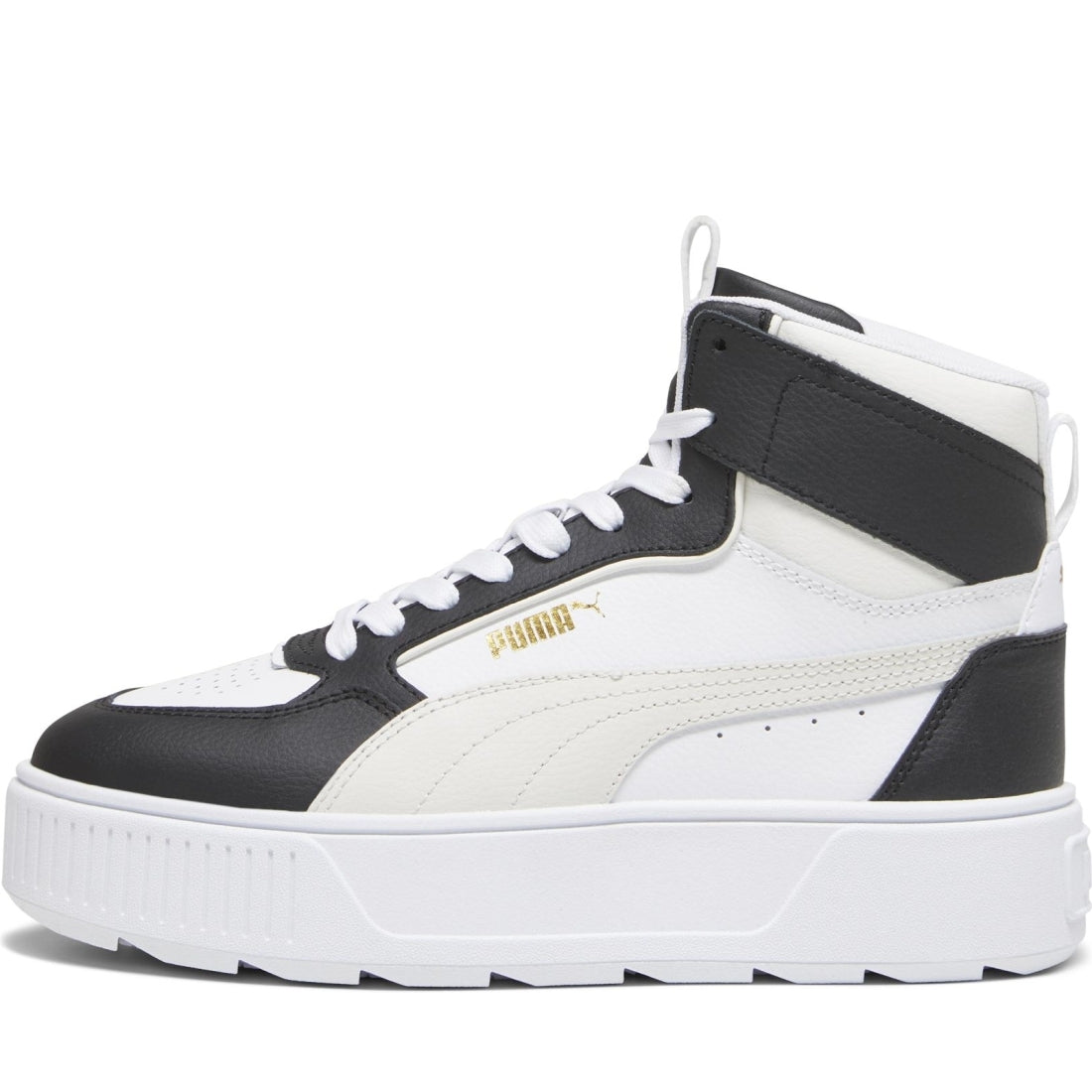 Puma womens white gray black karmen rebelle mid booties | Vilbury London