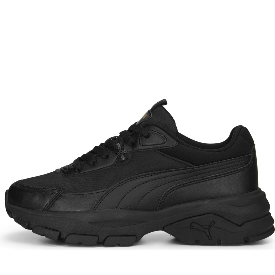 Puma womens black gray gold cassia via leisure trainers | Vilbury London