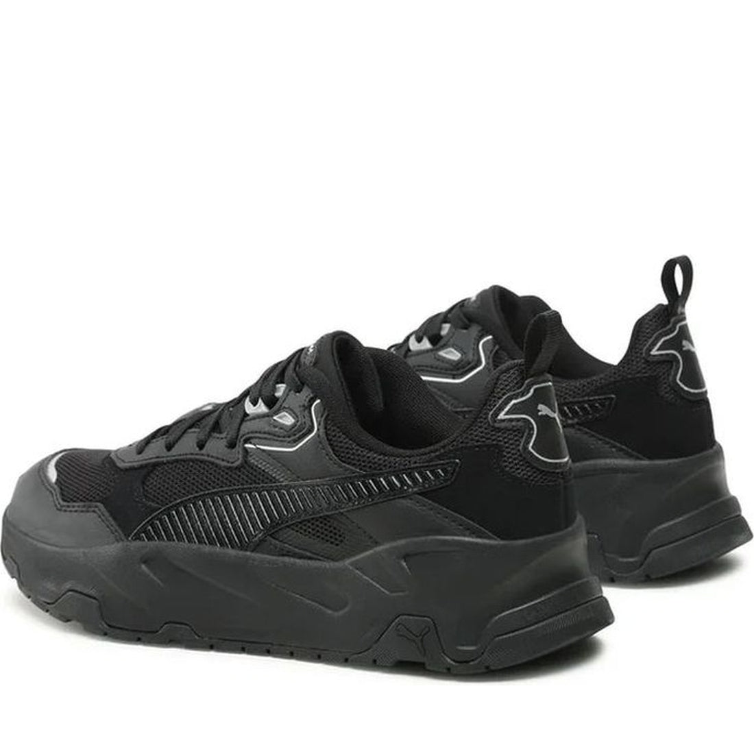 Puma mens black silver trinity leisure trainers | Vilbury London