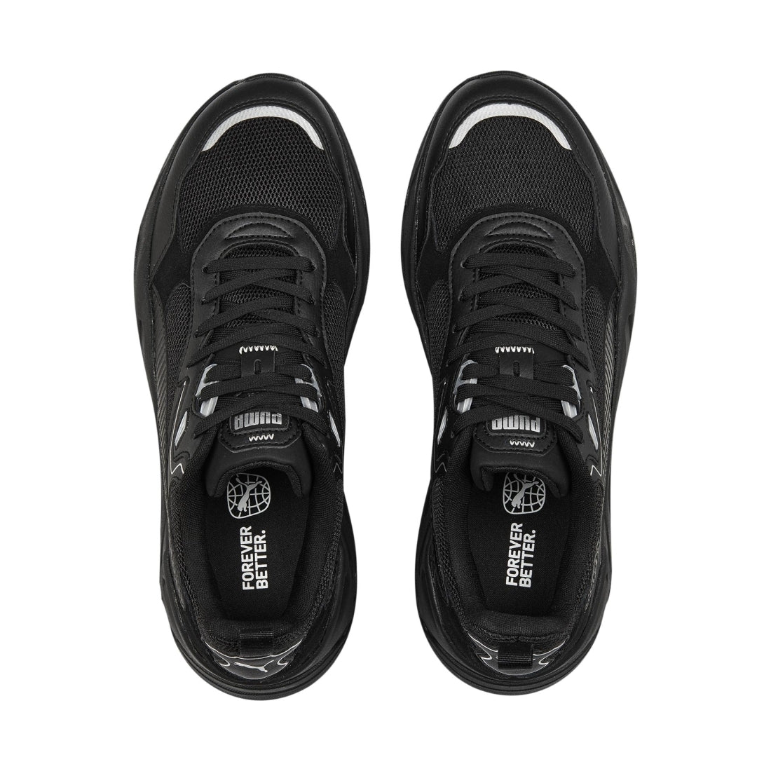 Puma mens black silver trinity leisure trainers | Vilbury London