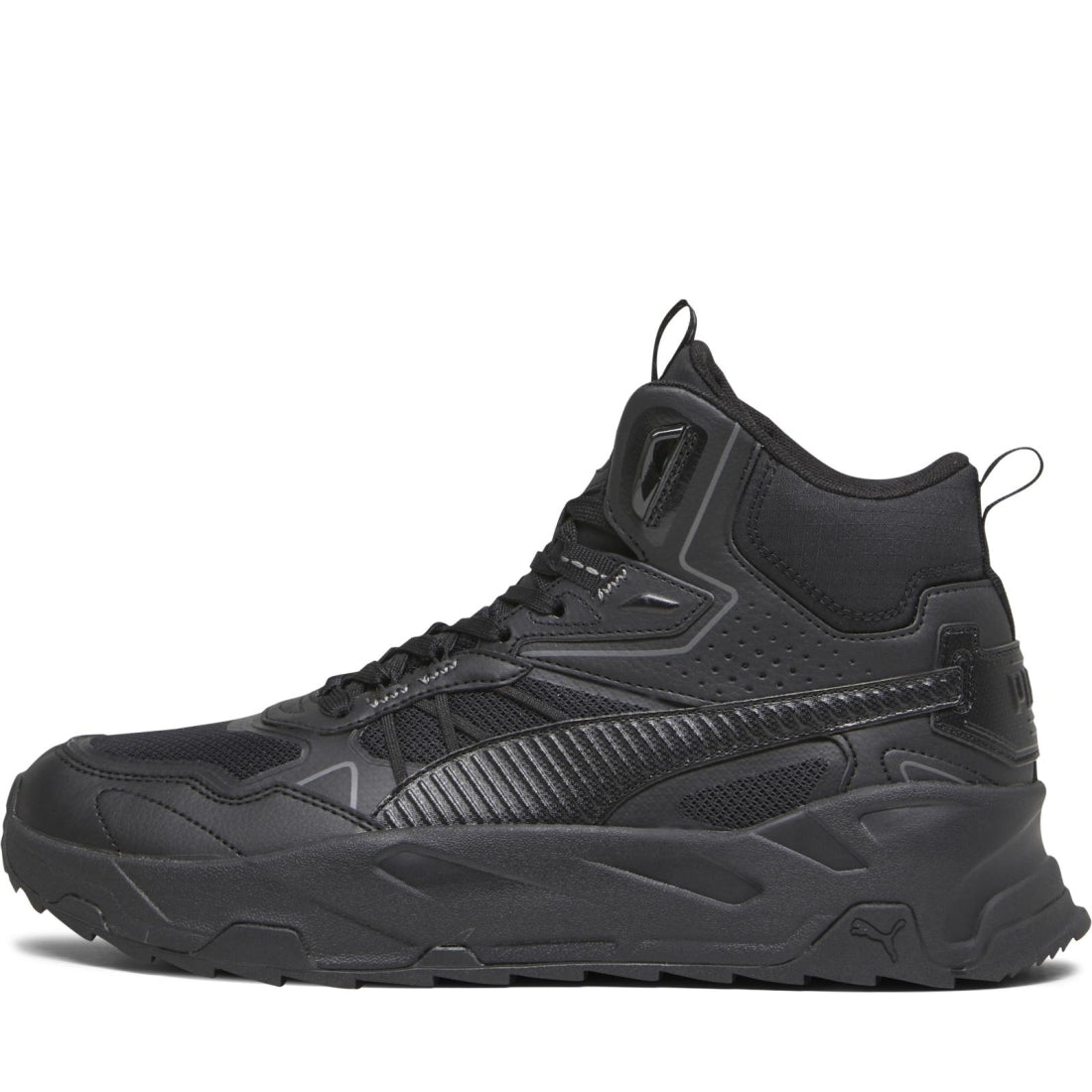 Puma mens black dark gray trinity mid hybrid booties | Vilbury London