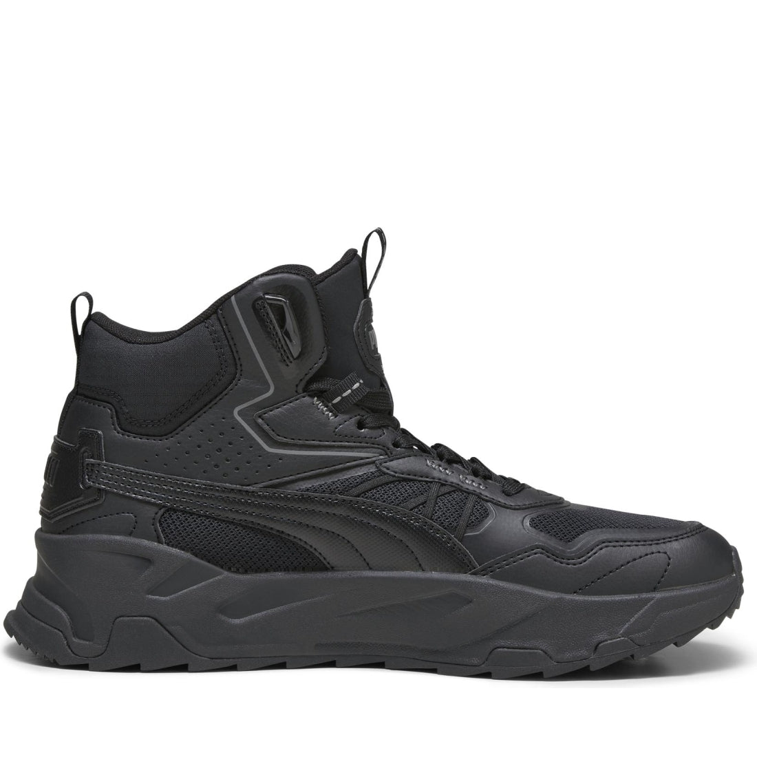 Puma mens black dark gray trinity mid hybrid booties | Vilbury London