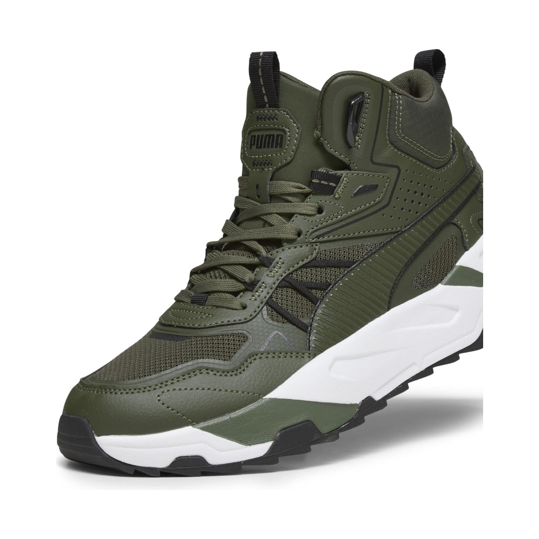 Puma mens myrtle black trinity mid hybrid booties | Vilbury London