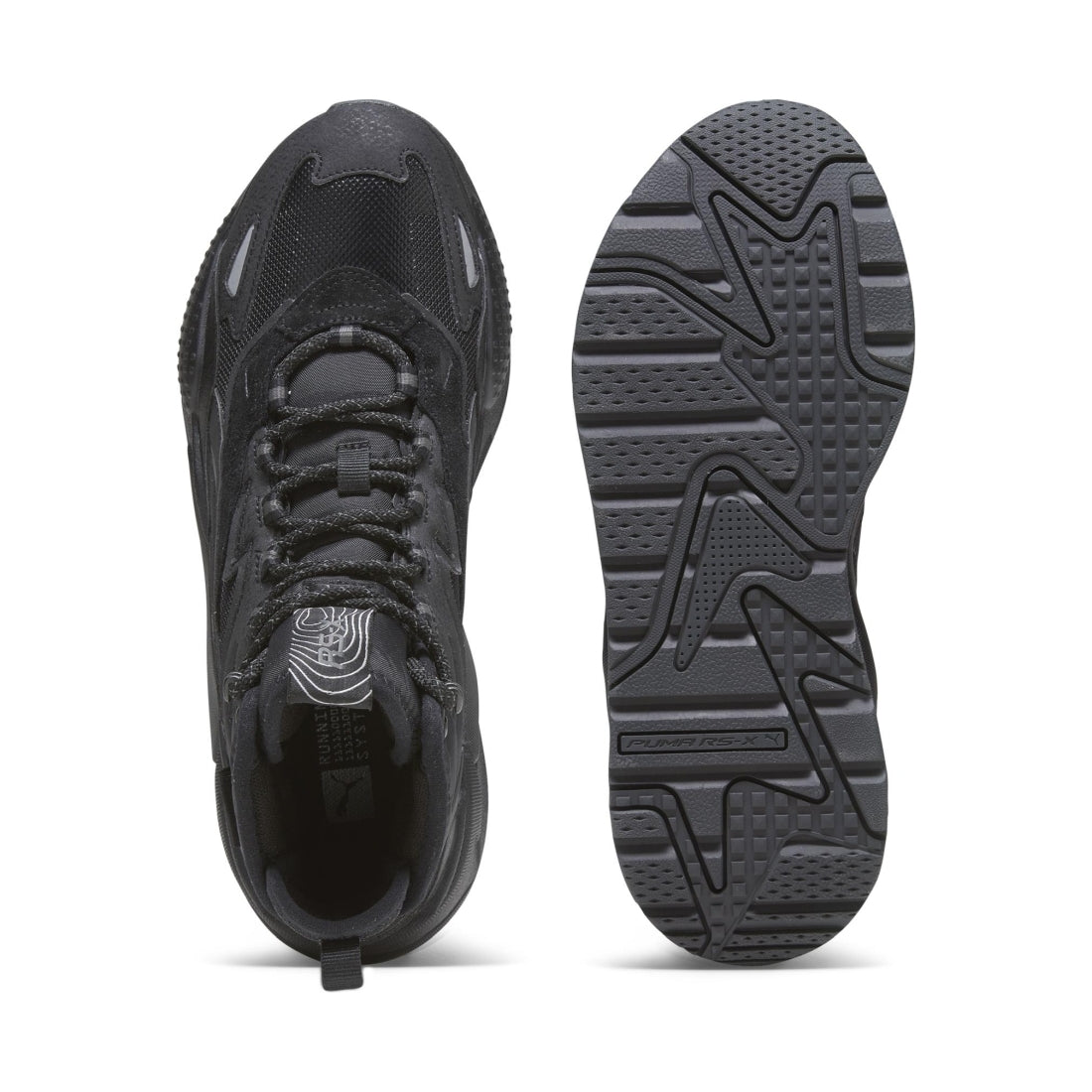 Puma mens black shadow gray rs-x hi booties | Vilbury London