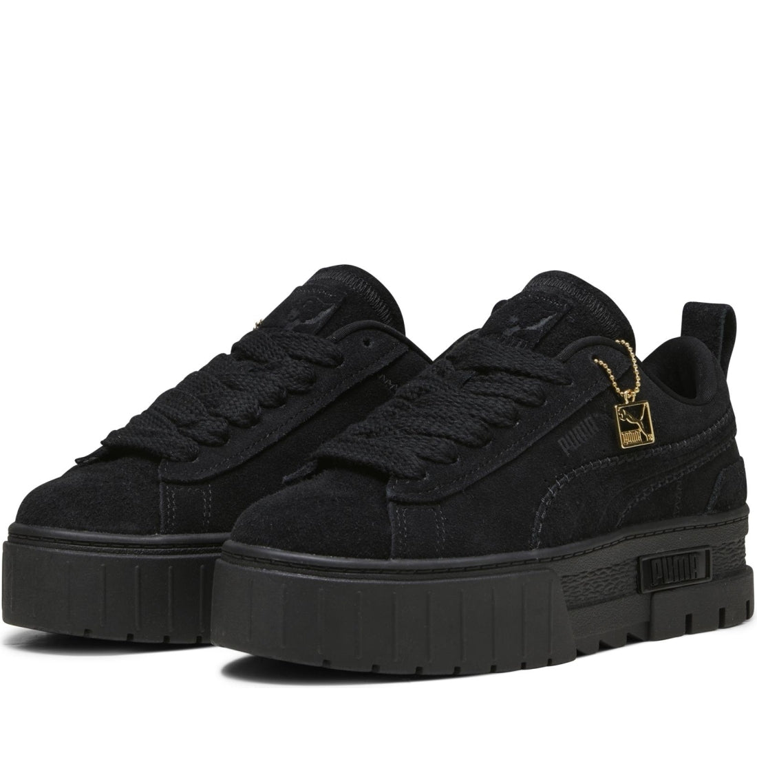 Puma womens black mayze reclaim suede leisure trainers | Vilbury London