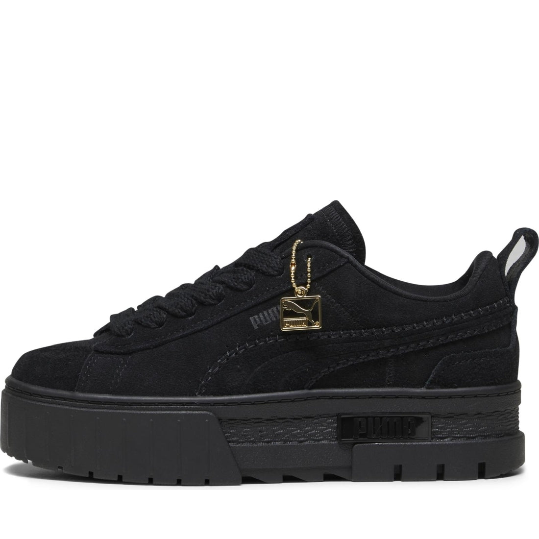 Puma womens black mayze reclaim suede leisure trainers | Vilbury London