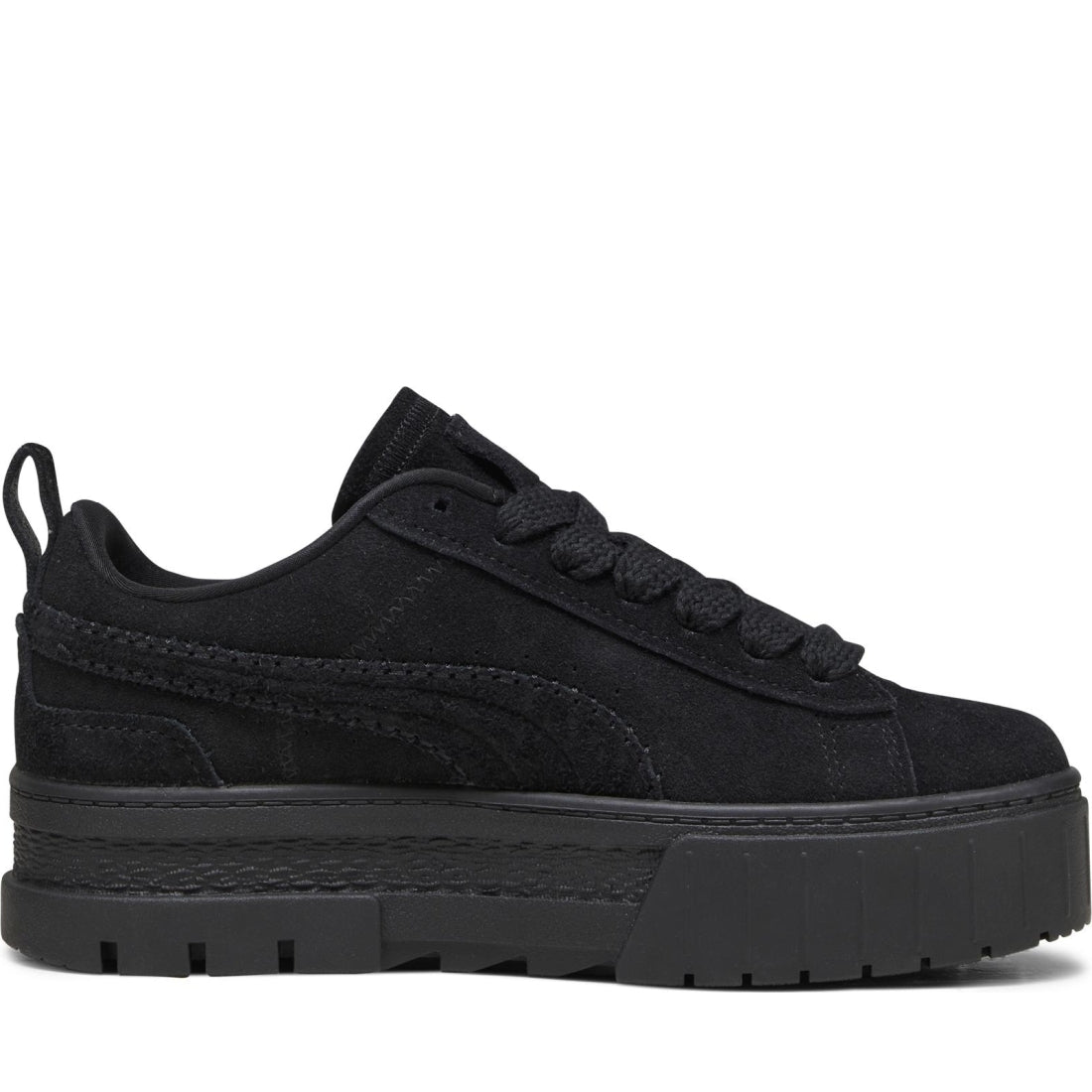 Puma womens black mayze reclaim suede leisure trainers | Vilbury London