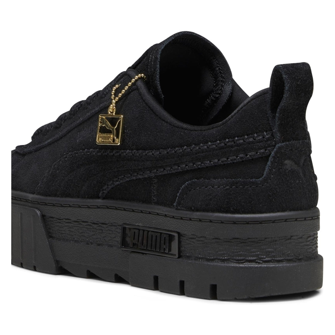 Puma womens black mayze reclaim suede leisure trainers | Vilbury London