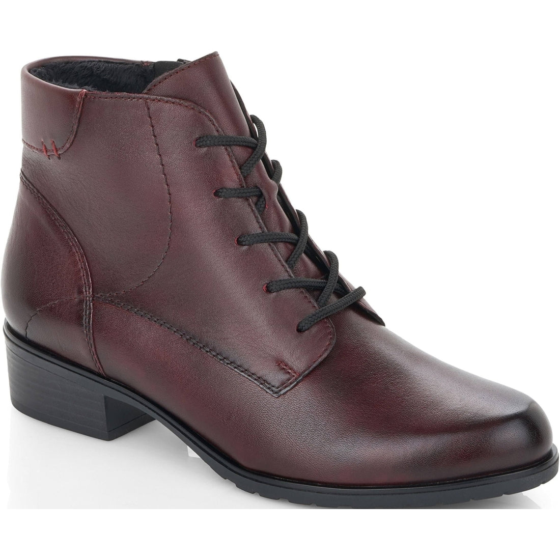 Remonte womens red casual closed booties | Vilbury London