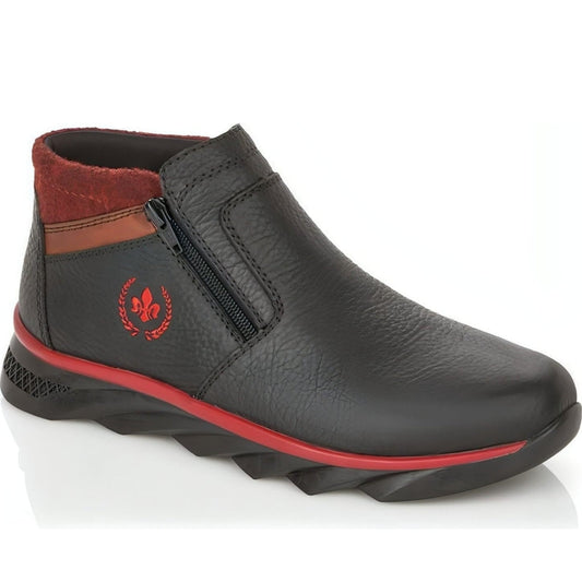 Rieker mens black casual closed booties | Vilbury London