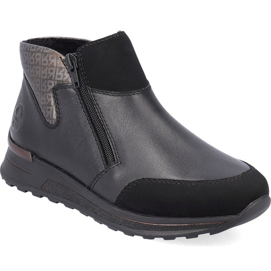 Rieker womens black casual closed booties | Vilbury London