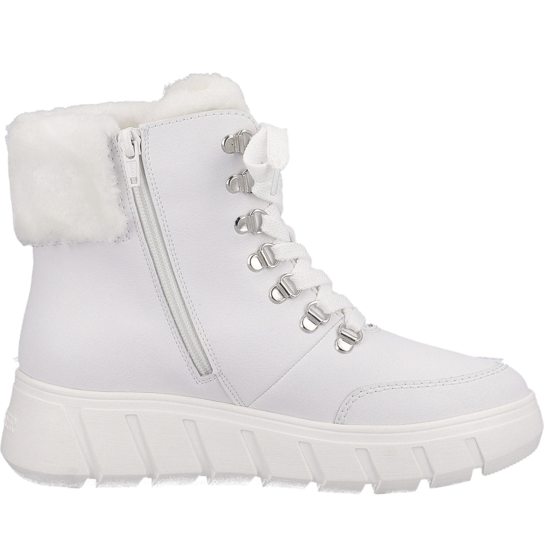 Rieker womens white casual closed booties | Vilbury London