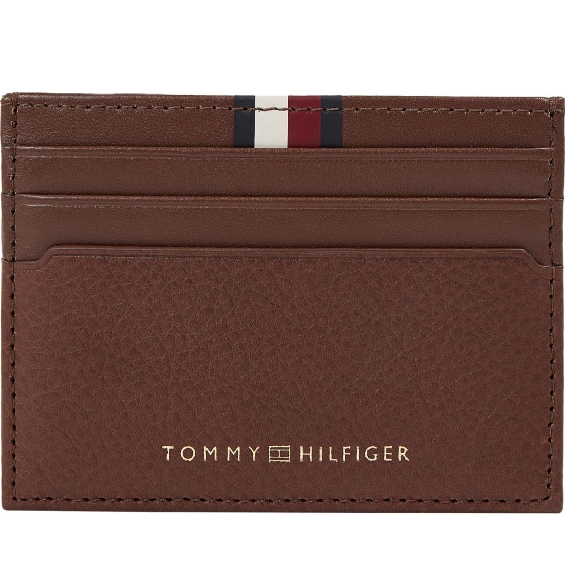 Tommy Hilfiger mens dark chestnut prem cc holder card case | Vilbury London