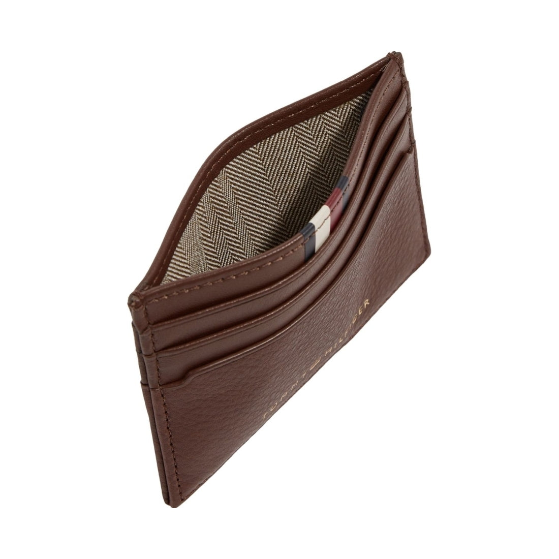 Tommy Hilfiger mens dark chestnut prem cc holder card case | Vilbury London