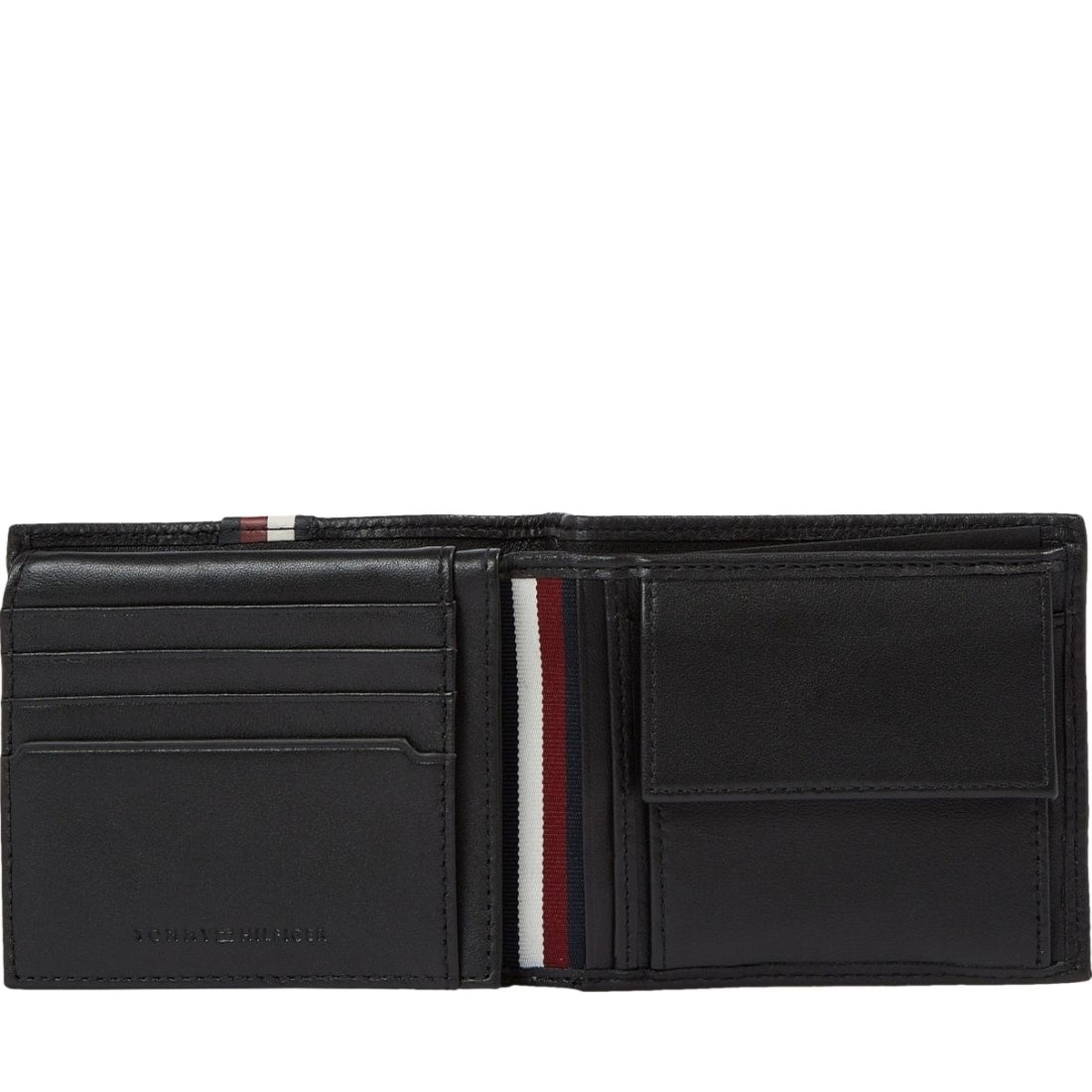 Tommy Hilfiger mens black prem cc flap and coin wallets | Vilbury London