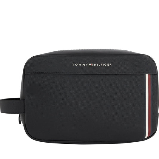 Tommy Hilfiger mens black pique washbag | Vilbury London