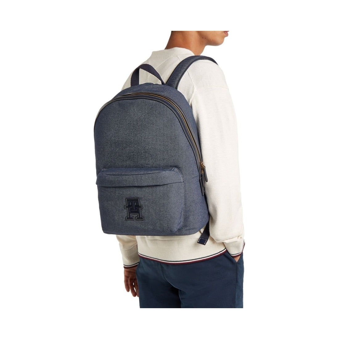 Tommy Hilfiger mens space blue monogram backpack | Vilbury London