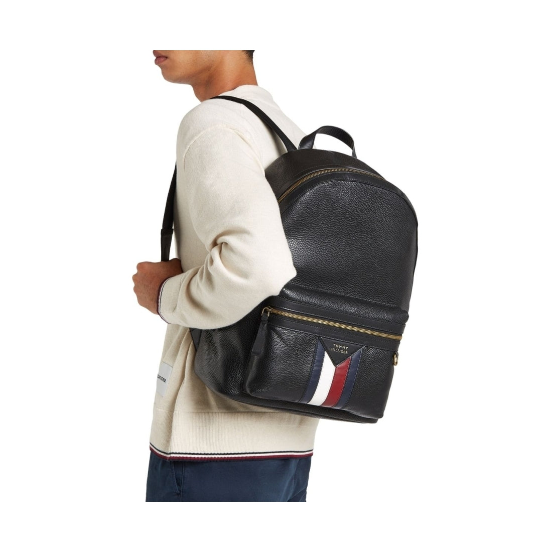 Tommy Hilfiger mens black premium backpack | Vilbury London