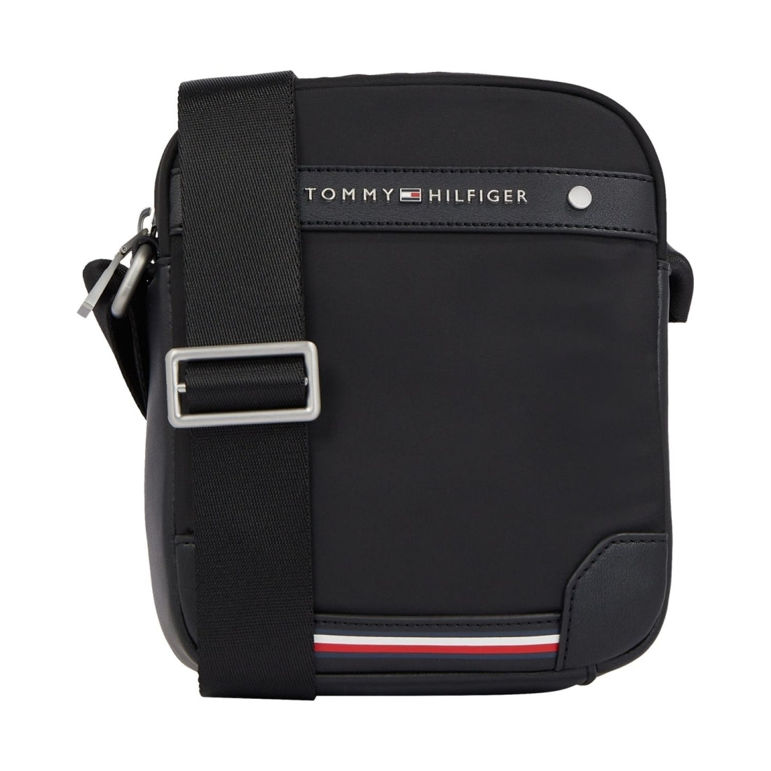 Tommy Hilfiger mens black central repreve mini reporter | Vilbury London