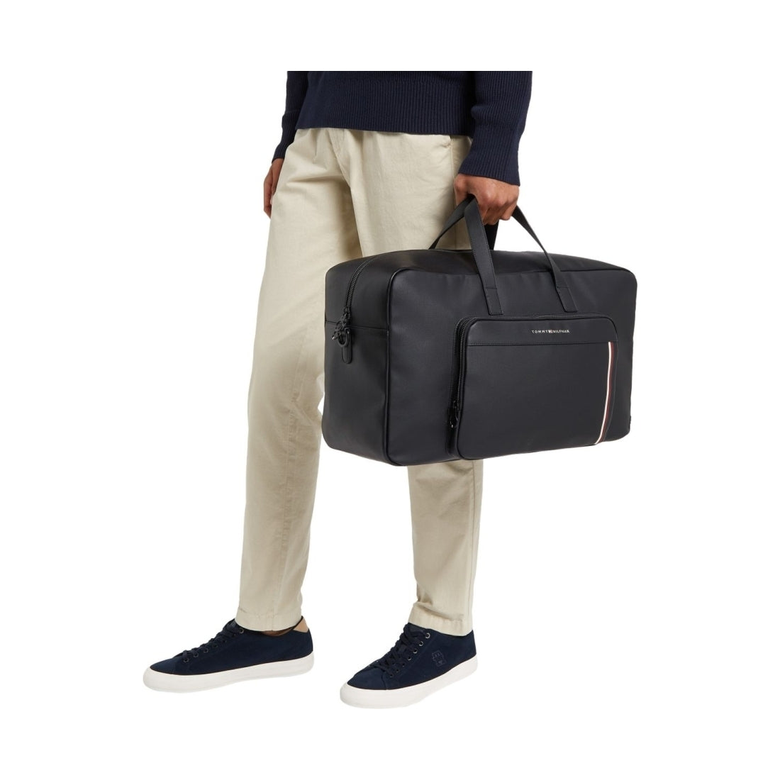 Tommy Hilfiger mens black pique duffle | Vilbury London